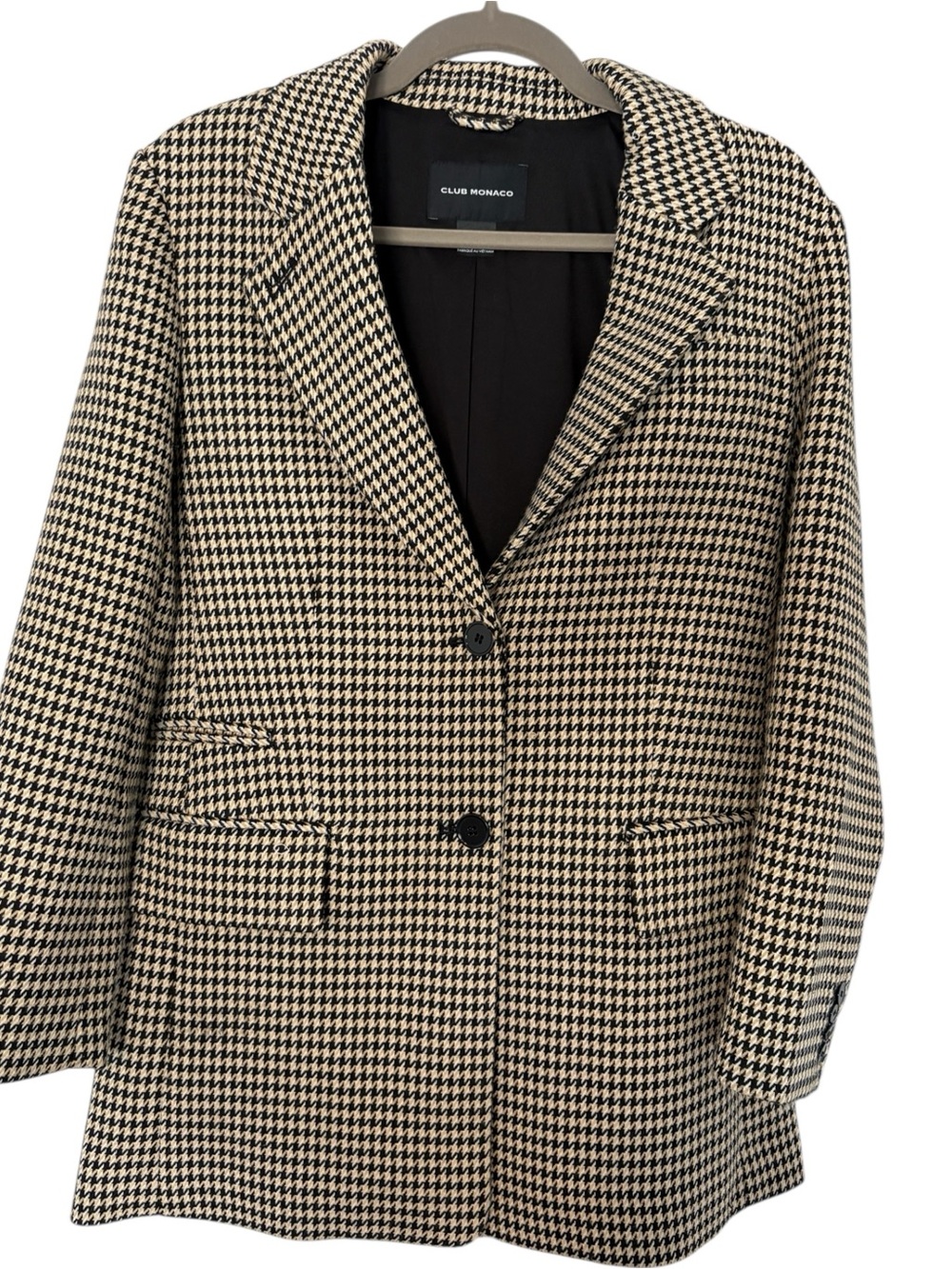 Club Monaco Black and Cream Houndstooth Blazer Size Small - LIKE NEW